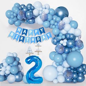 KALANKA-Decoration Anniversaire 2 ans Garcon, Bleu Arche Ballon Anniversaire 2 ans, Deco Anniversaire 2 ans Garcon, Ballon Anniversaire Bleu, Ballon 2 ans, Décoration Anniversaire pour 2 ans Bébé Gar - Neuf