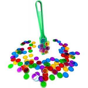 Sansh-Kit De Bingo Magnétique - 1 Bâton Magnétique + 100 Jetons Loto - Jeu Éducatif Pour Enfants Et Accessoire Pratique De Stockage (Le Bâton Vert& Jetons De Loto Multicolores) - Neuf