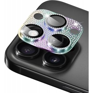 Kal-Caméra Protecteur Compatible Avec Iphone 15 Pro/Iphone 15 Pro Max, Ultra Hd 9h Dureté Anti Rayures Verre Trempé Diamant Caméra Coque Cover Pour Iphone 15 Pro/Iphone 15 Pro Max, Coloré - Neuf