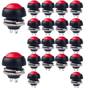 Rouge 20pcs 12mm Mini Momentané Interrupteur À Bouton Poussoir, à Bouton Poussoir Étanche,1A 250VAC / 3A 125VAC Rond Interrupteur À Bouton Poussoir, versez la Raspberry Pi BRICOLAGE - Neuf