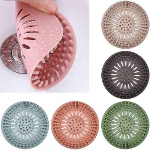 Pack de 5 capteurs de cheveux de drain,filtre de baignoire de baignoire en silicone,couvercle de drain de douche - Neuf