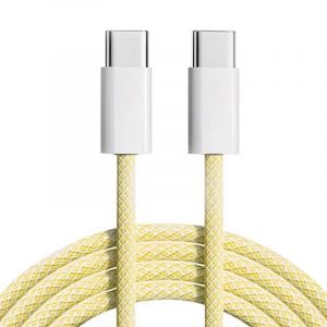 C&acirc;ble De Charge Rapide Pd Usb C 60w,Pour Iphone 15 16 Pro Max 15 16 Plus,Samsung Moto Oppo Xiaomi Redmi,C&acirc;ble Tress&eacute; Double Type C 2m-1m-Yellow - Neuf