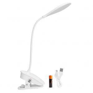 Hjlian Lampe De Table A Pince Led 2 W, Lumiere Blanche, Interrupteur Tactile, Chargement Usb, Trois Modes (Lampe Elliptique) - Neuf
