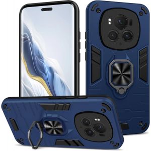 Kal-Coque Pour Honor Magic 6 Pro, Etui De Protection Antichoc De Qualité Militaire, Housse Avec Anneau Support Métallique, Support De Voiture Compatible, Bleu - Neuf
