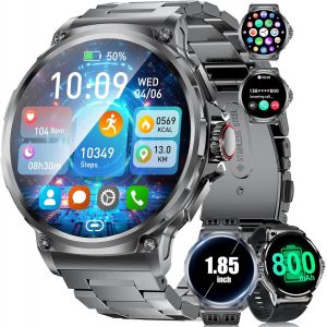 Montre Connectée Homme Avec 3 Bracelets/1,85'' Hd Grand Écran/800mah,Montre Intelligente Avec 123 Modes Sportifs Appel Bluetooth Moniteur De Fréquence Cardiaque Smartwatch Pour Android Ios[Z1865] - Neuf
