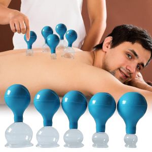 Verres &Agrave; Ventouses En Verre V&eacute;ritable [Lot De 5] - Ventouses Efficaces Avec Ventouse Et Racleur De Fascia - Ventouses &Agrave; Forte Aspiration, Bleu - Neuf