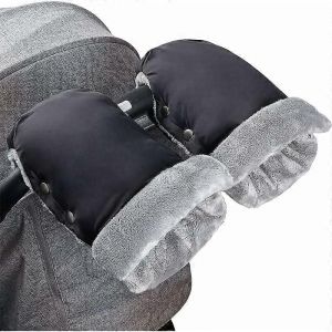 Promotion D'hiver,Gants De Poussette,Gants De Poussette Pour B&eacute;b&eacute; Gant Doux,Chaud,Coupe-Vent Et Imperm&eacute;able,Accessoires De Poussette (Noir Avec Boutons) - Neuf