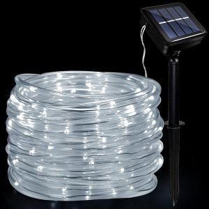 Kal-Guirlande Lumineuse Solaire Extérieure Led, Ip65 Étanche Guirlande Lumineuse 12m/39.4ft 100leds Solaire Décoration Lumières Avec 8 Modes D'éclairage Pour Jardin Arbre Fête Décoration De Noël - Neuf