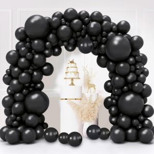 KALANKA-Ballon Noir, 130 Pièces Kit Arche Ballon Noir, 18 12 10 5 pouce Guirlande Ballons de Baudruche, Latex Helium Gonflable pour Ballons Anniversaire Mariage Remise de Diplômes Décorations - Neuf