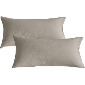 Lot De 2 Taies D'oreiller Double Gauze 40 X 80 Cm En 100 % Coton ¿ Magnifiquement Doux (Taupe, 40 X 80 Cm) - Neuf
