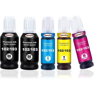 102 104 Encre Compatible avec Epson 104 & Epson 102 Bouteille d'encre Multipack pour Ecotank ET-2870 ET-2820 ET-2850 ET-2856 ET-2810 ET-2826 ET-3850 ET-4850 ET-4856 ET-2750 ET-2720 ET-2710 - Neuf