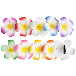 Shiliu-Lot De 10 Plumeria Fleur Fleur Clip À Cheveux Clips, Pour Filles Femmes Fête De Mariage Piscine Vacances Artificielle Mousse[ - Neuf