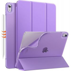 Coque Pour Ipad Air 11 Pouces 7e/6e Génération M3/M2 2025/2024,Ipad Air 5e/4e Gén 10,9"" 2022/2020,Coque Arrière Translucide Givrée Tpu,Auto Réveil/Sommeil,Lilas - Neuf