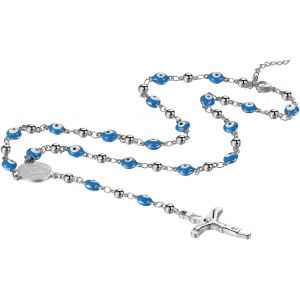 Kal-Collier Chapelet Croix Catholique,J&eacute;sus Chapelet Chretien Avec Croix M&eacute;daille Saint Beno&icirc;t Pour Chr&eacute;tiens Catholiques Communion Religieuse,Bapt&ecirc;me,Messe,Bible,Amulette - Neuf