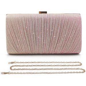 RFCBC-Pochettes et Clutches Femme Pochette Ceremonie Mariage Petit Sac a Main Chaine Pochette Soiree Femme Chic Sac Paillettes avec Bandouliere (Or Rose) - Neuf