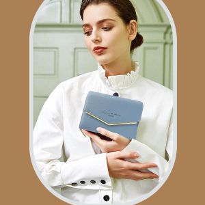 CAUC-Porte Monnaie Femme Portefeuille Femme en Cuir PU Porte Carte Monnaie Portefeuilles pour Femmes Court Zipp&eacute; Femmes avec 9 emplacements pour Cartes Petit Porte Feuille (Bleu) - Neuf