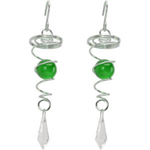 Spinners à Vent pour Cour et Jardin, 2 Pièces Boules de Contemplation Queue en Spirale Suspendues Spinners à Vent en Métal Spinner à Vent Décoratif Extérieur(Vert) - Neuf