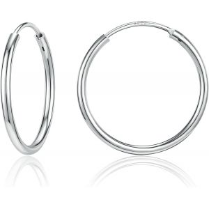 925 Cr&eacute;oles Boucles D'oreilles Argent, Ronde Boucle D'oreille Pendantes Piercing Oreille, Hypoallerg&eacute;nique Nez L&egrave;vre Anneaux, Argent Creoles Boucles D Oreilles Pour Femme Fille - Neuf
