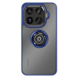 Coque pour Xiaomi 15T Pro avec Anneau Magn&eacute;tique Rotatif et Finition Givr&eacute;e Bleu - Neuf