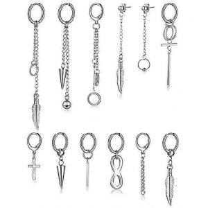 12 Pcs Set, Kpop Boucles D'oreilles &Agrave; Cha&icirc;ne De Cerceau En Acier Inoxydable - Neuf
