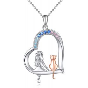 Collier Chat Collier Pendentif Filles Bijoux En Argent Sterling 925 Cadeaux Pour Femmes Fille - Neuf