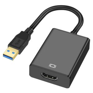 KALANKA-Adaptateur USB 3.0 vers HDMI, 1080P USB 3.0/2.0 vers HDMI Mâles Compatible avec Windows 10/8.1/8/7, Full HD Vidéo Audio Multi Moniteur Convertisseur Adaptateur pour PC, Téléviseur HDTV - Neuf