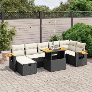 Prolenta Premium - Salon De Jardin 8 Pcs Avec Coussins Noir R&eacute;sine Tress&eacute;e - Neuf