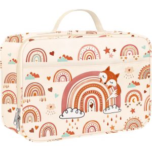 MEVRONISSHOP-Sac Lunch Box Enfant Arc-en-ciel Renard, Sac Dejeuner Rose Nuage &eacute;toile Portable - Neuf