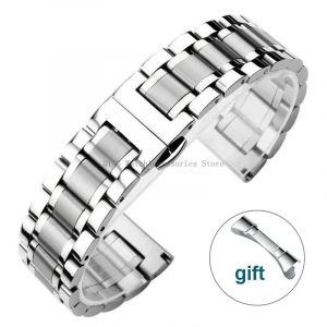 Kafol-12 13 14 15 16 17 18 19 20 21 22 23 24mm Bracelet De Montre En Acier Inoxydable Extrémité Incurvée Bracelet En Métal Hommes Femmes Bracelet Universel,12mm,Silver - Neuf