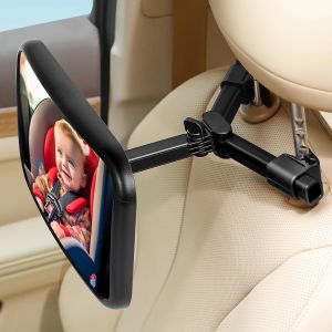 Miroir Voiture B&eacute;b&eacute;, Miroir De S&eacute;curit&eacute; R&eacute;glable Pour Si&egrave;ge Arri&egrave;re De Voiture, Incassable R&eacute;troviseur - Noir - Neuf