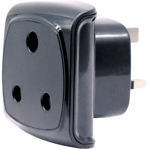 JGD-Afrique du Sud Adaptateur &agrave; 3 Broches, Grand Connecteur M&acirc;le de Type M Converti en Prise Femelle UK &agrave; 3 Broches, Approuv&eacute; BS 8546, Fusible 13A avec Obturateur de S&eacute;curit&eacute; (1 Pi&egrave;ce, Noir) - Neuf