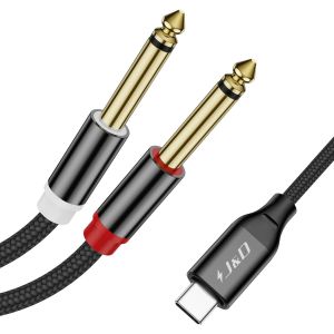USB C to Dual 6.35mm 1/4"" Stereo Y Splitter Cable,USB Type C to Dual 6.35mm 1/4"" TS Audio Cord for iPhone 15 Series Smartphone Tablet Laptop Amplifier 1m - Neuf