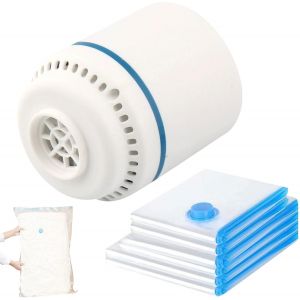KALANKA-Pompe à Air Électrique Portable,Pompe a Vide,Pompe à Air électrique à Sac sous Vide,Pompe Vide d'air,pour à Tous Les Types de Sacs Sous Vide, avec 6 Pièces Sac Sous Vide Vetement Aspirateur - Neuf