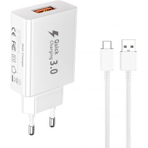 Ayu-Chargeur Type C Secteur Rapide, Super Fast Charging Câble Pour Samsung Galaxy A12 5g A13 A14 A15, A05s, A34, A23, A53,A54, A33, S24, S23, S22, S21, S20, S10, S9, S8, Adaptateur 1.5m Usb C Cordon - Neuf