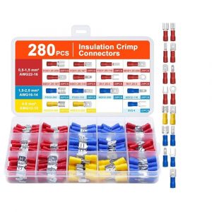 KALANKA-KELAV 280 pi&egrave;ces Cosses Electriques a Sertir,Cosse a Sertir,cosse electrique,Connecteurs &agrave; Sertir,Connecteur Electrique,pour Garages, pi&egrave;ces Automobiles, M&eacute;caniciens Cosse electrique a sertir - Neuf