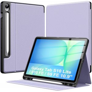 Coque Pour Samsung Galaxy Tab S10 Lite / S10 Fe / S9 Fe 10.9 Pouces Avec Porte S Pen, Couverture Multi-Angles Avec Dos En Tpu Souple, R&eacute;veil/Veille Automatique,Violet - Neuf
