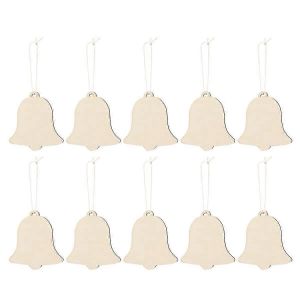 10pcs de No&euml;l en Bois Suspendus Pendentif Cloche &agrave; Motifs Suspendus Ornement de No&euml;l F&ecirc;te de No&euml;l de la Pendaison - Neuf