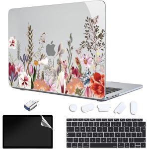acdsgd-Coque Compatible avec MacBook Air 13 Pouces 2023-2018,MacBook Air 13 Pouces A2337 M1 A2179 A1932 avec Retina,Coque Rigide,Housse de Clavier UE et Film de Protection d'&eacute;cran-Fleur - Neuf