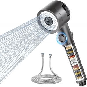 CHECARZHN--NO1-Pommeau De Douche Anti Calcaire Avec Filtre À 20 Étapes, Haute Pression Pommeau De Douche Et Avec Tuyau De 1,5 Mètre, 3 Types De Jets Douchette Douche Salle De Bain - Neuf
