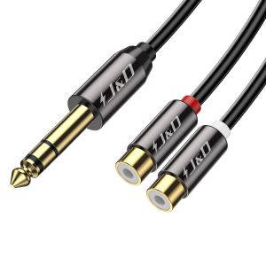 6,35 mm Mâle à 2 RCA Femelle Câble, RCA Câble Plaqué Or Coquille de Cuivre Heavy Duty 6,35mm (1/4 Pouce) TRS à 2 RCA Adaptateur Audio Stéréo, 0,25 Meter - Neuf