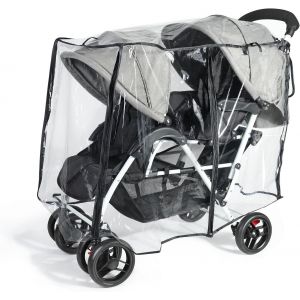 Asfasfq-Orzbow Habillage Pluie Universelle Pour Poussette Double, Respirante Protection Pluie Poussette Double Avant Et Arrière Universelle Avec Fenêtre, Eva De Qualité Alimentaire, Imperméable, Tran - Neuf