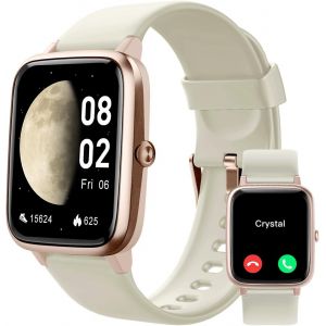 Montre Connect&eacute;e Femme Homme avec Appel Bluetooth 100+ Modes Sportifs Cardiofrequencemetre SpO2 Moniteur de Sommeil Podometre Montre de Sport Etanche IP68 pour Android iOS Lumi&egrave;re Stellaire - Neuf