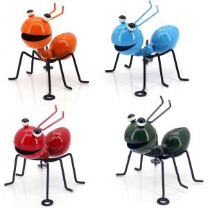 Mevronisshop-Lot De 4 Sculptures En M&eacute;tal D'art De Jardin Fourmis, Ornements Fourmi, Ornement Color&eacute; Mignon Insecte Pour Mur Suspendu, Jardin, Pelouse, D&eacute;coration Int&eacute;rieure Ext&eacute;rieure - Neuf