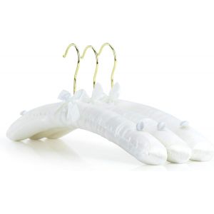 KGABERY-Lot De 10 Cintres Satin Blanc À Boutons 43Cm - Neuf