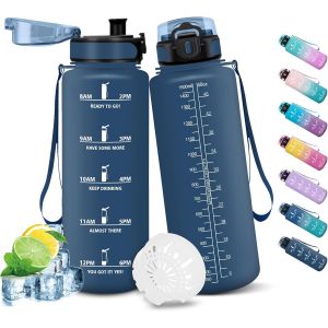 Eryi-Gourde Sport, 1500ml Étanche & Réutilisable, Bouteille, Motivation Avec Filtre Gourde, Bouteille D'eau, Gourdes Pour Gym, Ecole, Cyclisme, Plein Air, Sport - Neuf