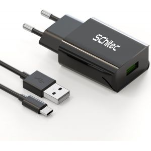 Thef-Chargeur Secteur Usb Qc 3.0 18w Avec Type C 1m Cable Chargeur Rapide Prise Usb Compatible Avec Galaxy S10 S9 Plus A50 A20e Note 9, Redmi Note 9s (Noir -Qc 18w¿ Type C Cable) - Neuf