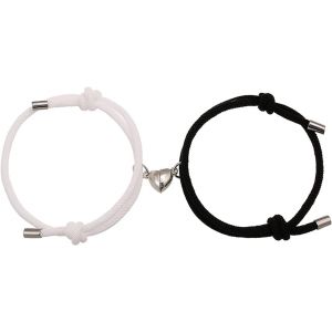 Kal-Lot De 2 Bracelets Magnétiques Pour Couple - Cadeau De Couple Pour Petit Ami, Petite Amie, Homme, Femme Et Votre Amoureuse, Avec Pendentif En Forme De C?ur - Neuf