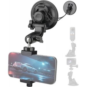 Double Rotule Support Telephone Voiture Ventouse Solide &Oslash;90mm de Diam&egrave;tre Supporte 1.5kg pour Pare-Brise Toit Ouvrant Fen&ecirc;tre de Porte Camera Sport Action Cam Smartphone GoPro iPhone vlog de Voyage - Neuf