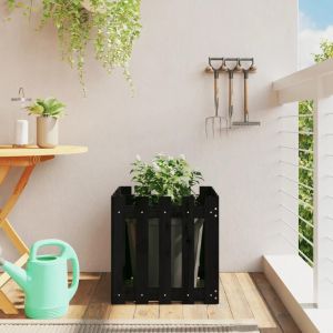 Prolenta Premium - Jardini&egrave;re Avec Design De Cl&ocirc;ture Noir 50x50x50 Cm Pin Massif - Neuf
