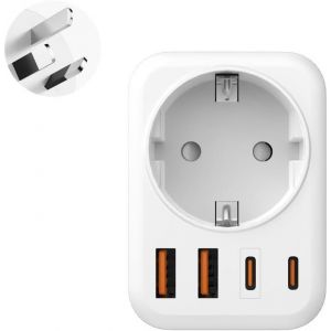Adaptateur Australie, Adaptateur Prise Australie, 5 en 1 Adaptateur de Voyage Australie avec 1 AC & 2 USB-C & 2 USB-A (3.4A) pour Australie Chinoise Nouvelle Zelande Fidji Argentine,Adaptateur Type I - Neuf